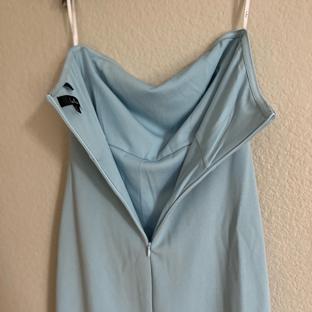 Lulu's Strapless Light Blue Ruffle Maxi Dress - Picture 4 of 6